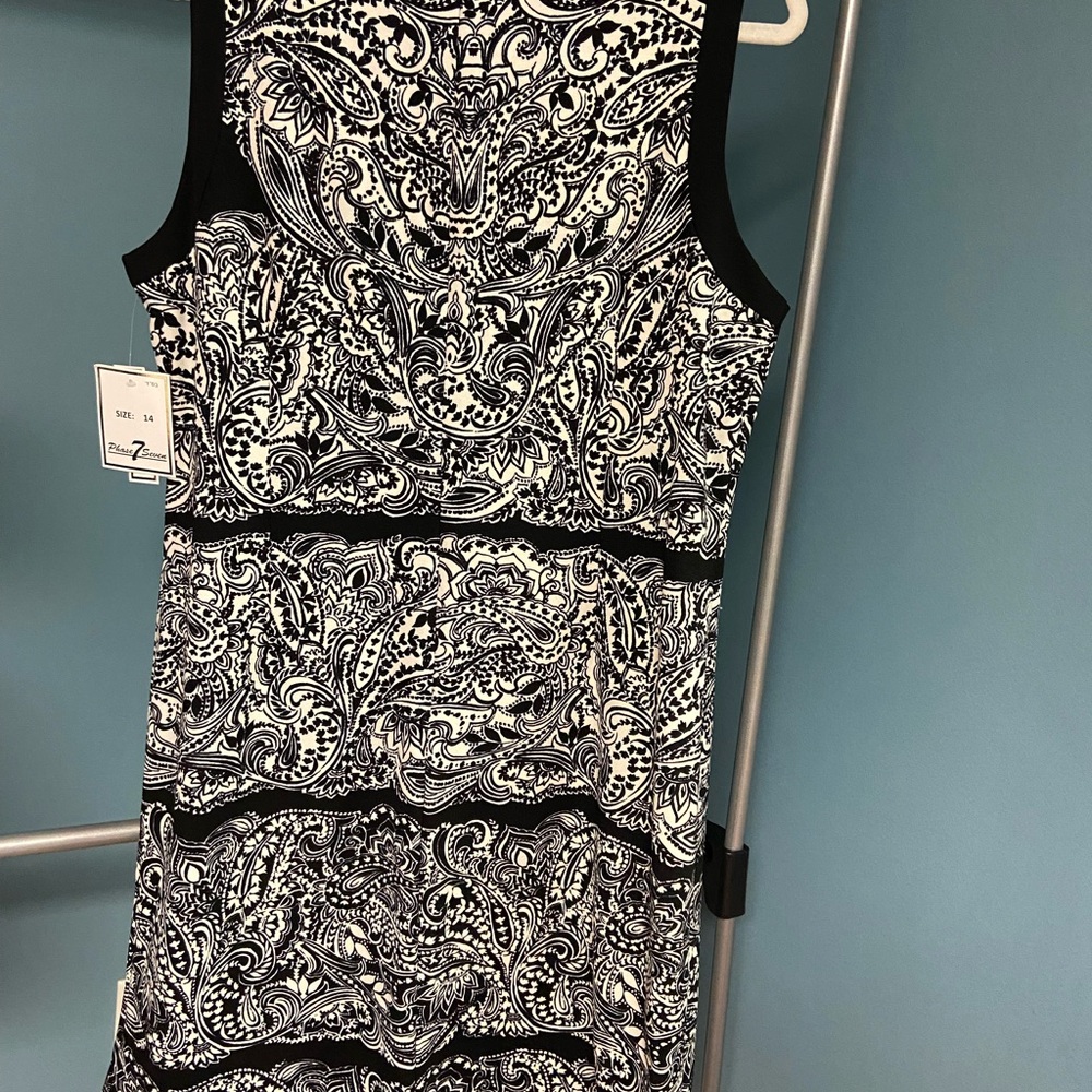 Phase 7 Seven Black & White Paisley Sleeveless Dress | Size 14